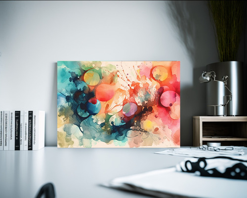 Canva Bastidor Madera Fan Art Flores Cute 30x20cm Abstractos