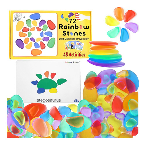Juguete De Actividad Montessori Rainbow Stones - 72 Pie...