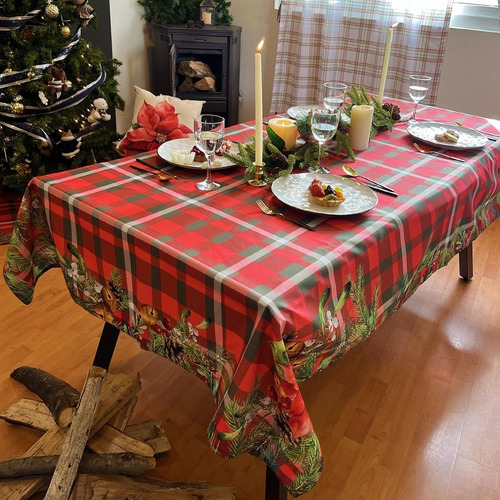 Mantel Para Mesa Cuadrada Navideño Béla Home 2mx2m (4sillas) Color Nochebuenas