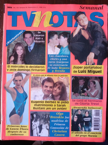 Luis Miguel En Revista Tvnotas Itati Cantoral, Moenia 1999