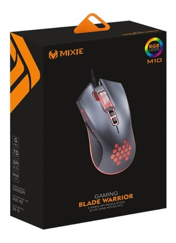 Mouse Gamer Profesional Usb Rgb Mixie M10 Luz Led 8 Botones