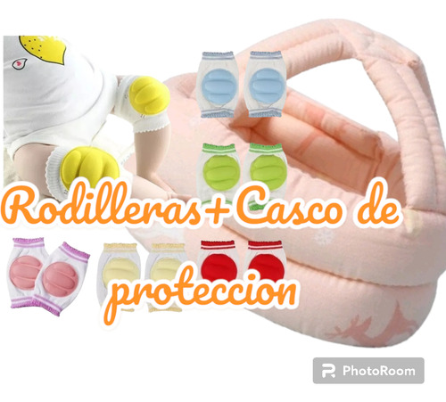 Casco De Proteccion Y Rodilleras Para Bebes Gateadores 