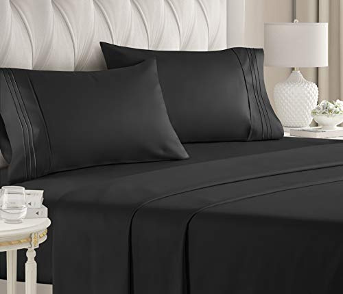 Sabanas Tamaño Queen De Microfibra Suave Color Negro