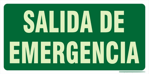 Señal Letrero Salida De Emergencia 20 X 40 Fotoluminiscente