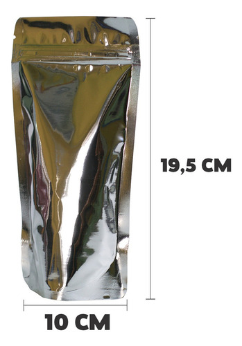 10 Saquinhos Abre Fecha Stand Up Pouch 10x19,5 Cm Metalizado