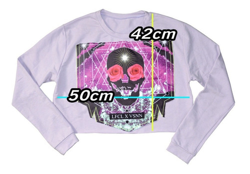 Imagen 6 de 7 de Croptop Buzo Rustico Skull Flower Paradox Calavera Parche