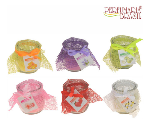 Caixa Com 12 Velas Aromaticas - Vidro Com Tule