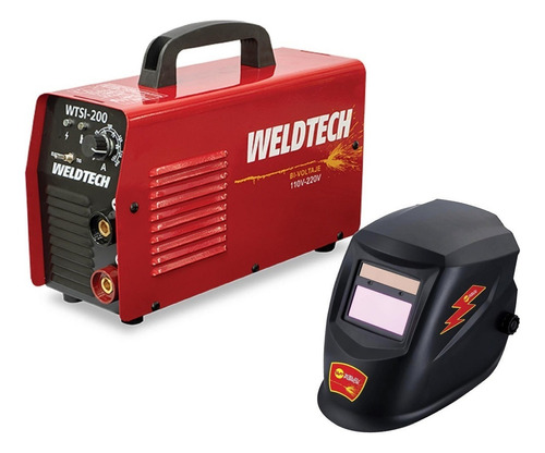 Wtsi-200p Soldadora Weld Tech 200 Amp Careta Elec Bivoltaje Color Rojo