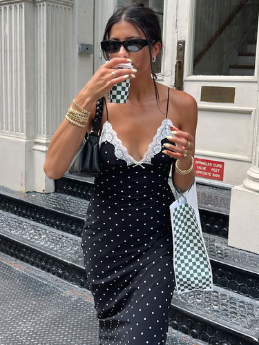Vestido Largo De Encaje Con Cuello En V Y Cuello En V Para M