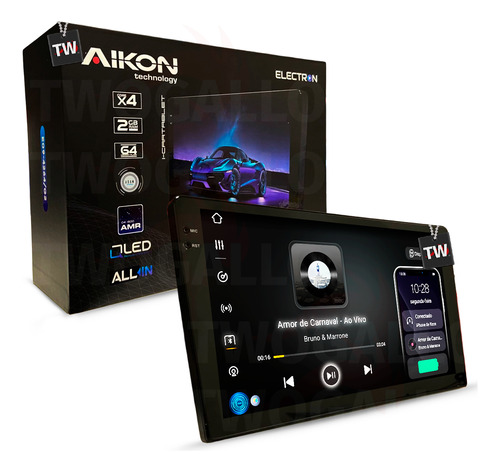 Multimídia Aikon Electron 2+64gb Carplay Fiat Toro 2017-2021
