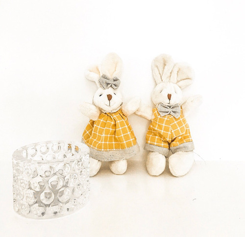 Kit Decoração Páscoa Com Coelhinhos E Porta Velas