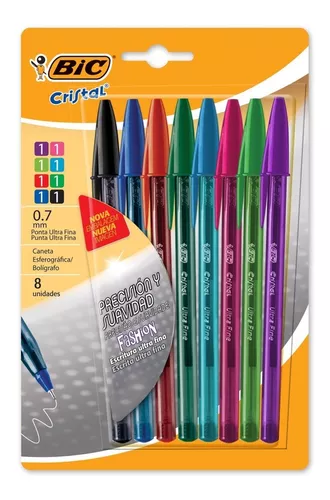 Boligrafos Bic Cristal Ultrafino Colores 10 Piezas Plumas