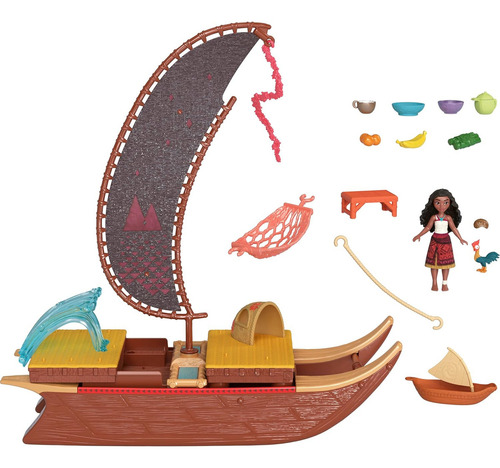 Moana 2 Set Bote De Aventuras Con Mini Muñeca Y Accesorios Marrón Claro