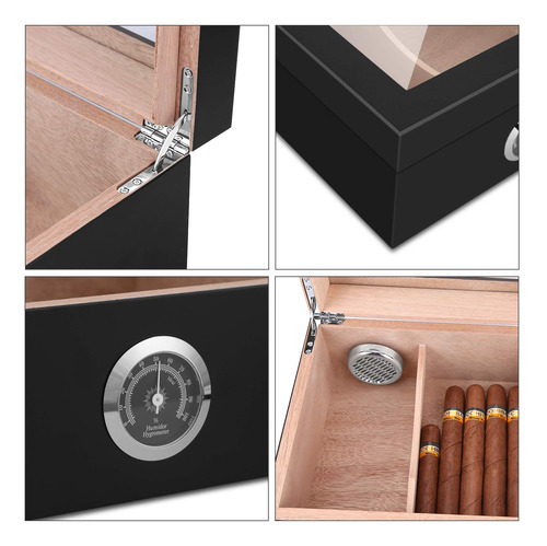 Caja Para Habanos ,de Madera De Cedro Español,tapa De Vidrio