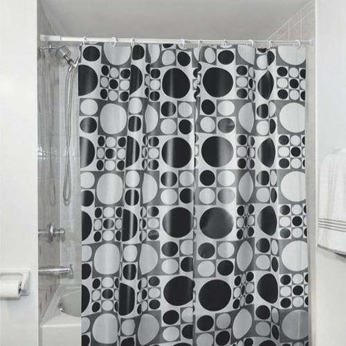 Cortina De Baño 1,80 X 1,80 M Plástica Estampada Con Ganchos Color Blanco