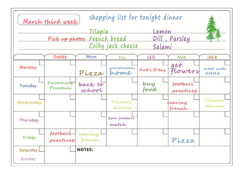 Whiteboard Kitchen, Calendario Diario De Pizarra Blanca, Bor