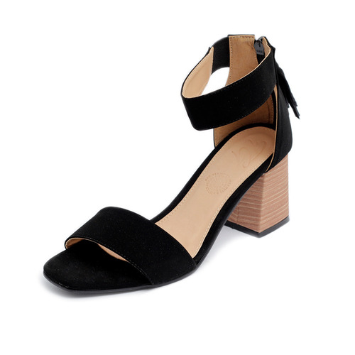  Tacón Zapatillas Plataforma Sandalias Mujer Moda Negro 3801