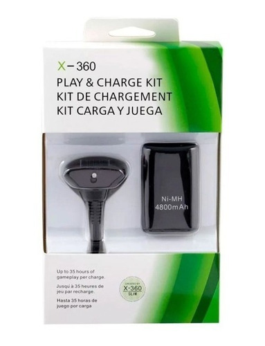 Kit Cargador Joystick Xbox 360 Bateria 4800mh + Cable Carga 