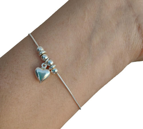 Pulsera Plata Ley Con Avalorio