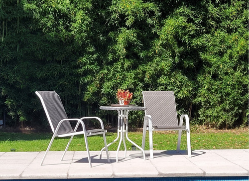 Juego Balcon Jardin Mesa 60 Cm Y 2 Sillones Estructura Blanco