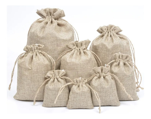 Pack 12 Bolsas Arpilleras Sacos Yute Lino Natural 13x18cm