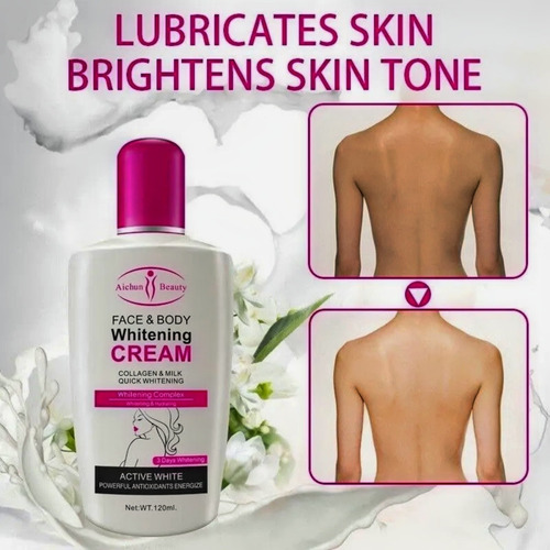 Imagen 2 de 3 de Crema Aclarante Aichun Cara Y Cuerpo Leche Colageno 12 Pzs