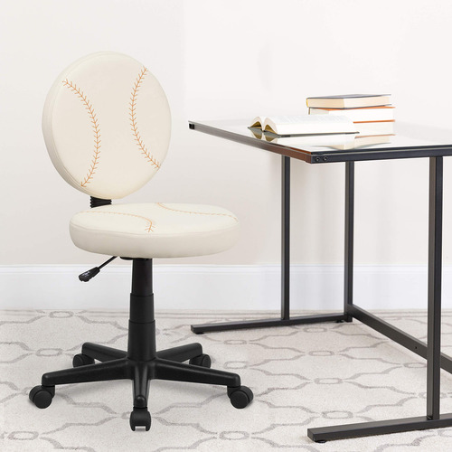 Flash Furniture Jonathan - Silla Giratoria De Béisbol Para. Color Marrón Y Crema