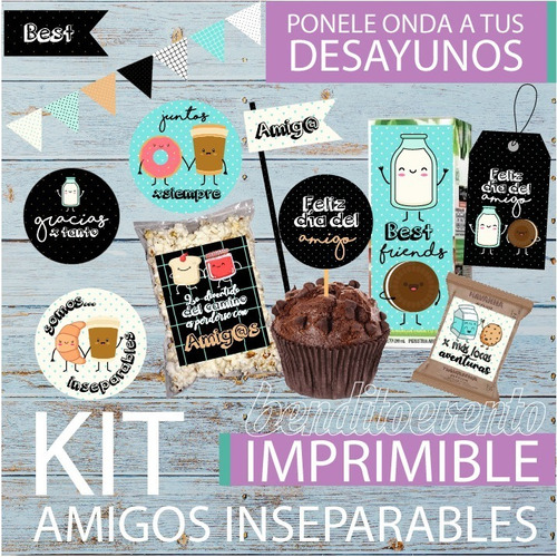 Kit Imprimible Desayuno Dia Del Amigo Cookies Amiga Friend