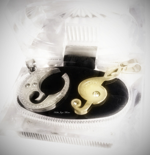 2 Dijes Musica Amor Sol + 2 Cadenas Acero Importado Rocklove