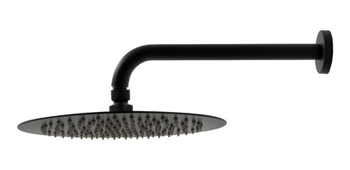 Regadera Redonda 25cm Con Brazo Y Monomando Negro Mate Lujo