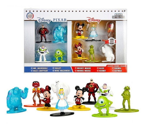 Disney Pixar Pack Con 10 Figuras Nano Metalfigs Mickey, Buzz