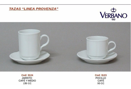 Taza De Te C/pto X 6 Provenza Blanco  Verbano  J J  Maito