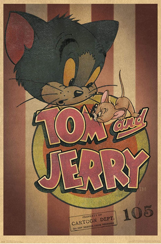 Tom Y Jerry - Póster De Pared Con Rayas, 14.725  X 22....
