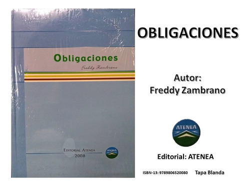 Libro Obligaciones De Freddy Zambrano Editorial Atenea
