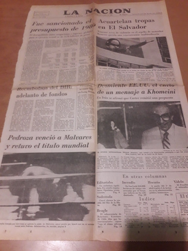 Tapa Diario La Nación 30 03 1980 Boxeo Pedraza Bir Presupues