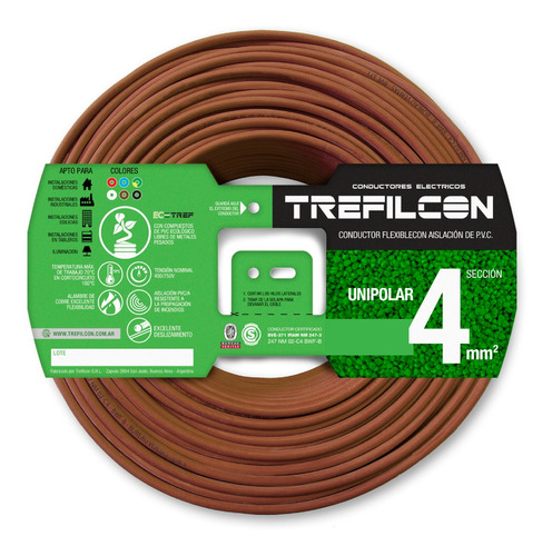 Cable 4mm Unipolar Sello Iram 100% Cobre Trefilcon X 50mt Color de la cubierta Marrón