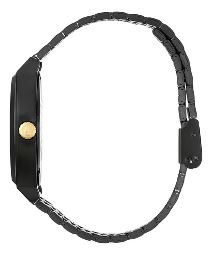 Reloj Time Teller Matte Black/gold Nixon Hombre Malla Negro Bisel Negro Fondo Negro