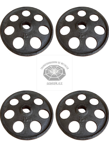 Set De 6 Discos De 10 Kg Ivanko De 2 Pulgadas (60 Kg Total ) Negro