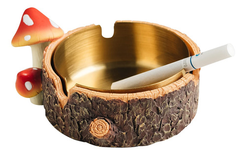 Cute Mushroom Ashtray With Stainless Steel Tray For Cigaret.