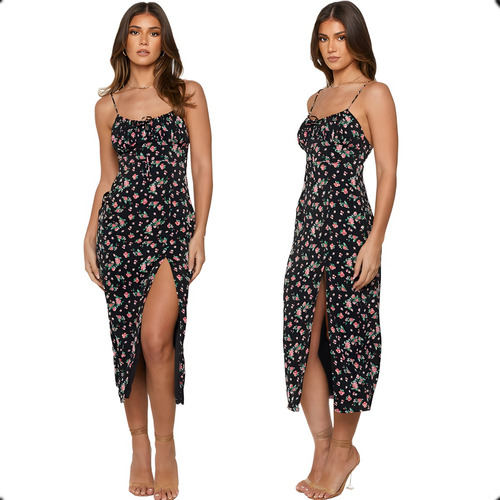 Vestido Fiesta De Moda Casual Para Mujer Floral Sin Tirantes