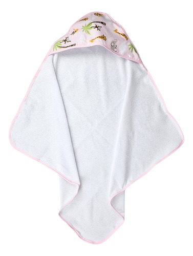 Toalha De Banho Com Capuz Felpuda Para Bebê Enxoval Fralda Cor Safari Rosa