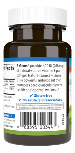 Carlson E-gems Vitamina E 400 Ui 90 Cápsulas