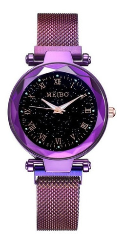 Reloj Para Mujer Cielo Estrellado Pulso Magnetico Rojo