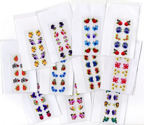Kit 20 Cartelas Adesivos Unhas Decoradas Películas Artesanal