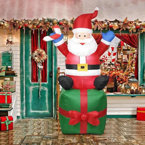 Muñeco Inflable Santa Navidad Navideño Papá Noel 1.80mts Luz