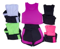 Comprar Kit 3 Conjuntos De Academia Cropped Dry Fit E Short Duplo