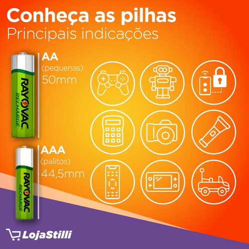 04 Pilhas Aa Recarregáveis 1350mah Rayovac 2 Cart C/ 2 Unid