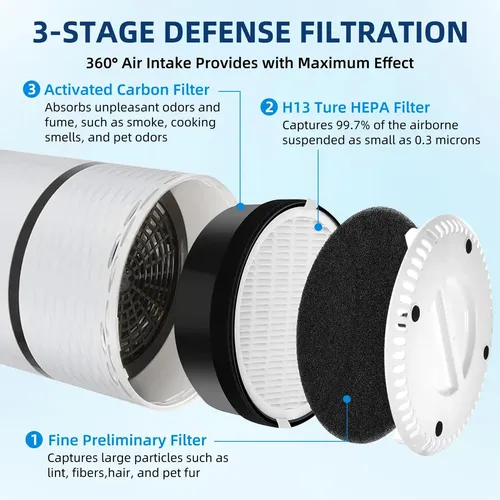 Filtro LV H132 Compatible Con Levoit LV-H132 – 2 Filtros HEPA H13 + 2 Prefiltros De Carbón Activado | Recambio Original