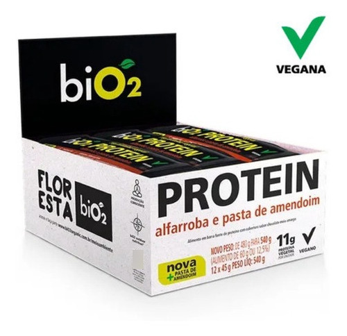 Bio2 Barra Protein Vegana Alfarroba Pasta De Amendoim C/ 12u