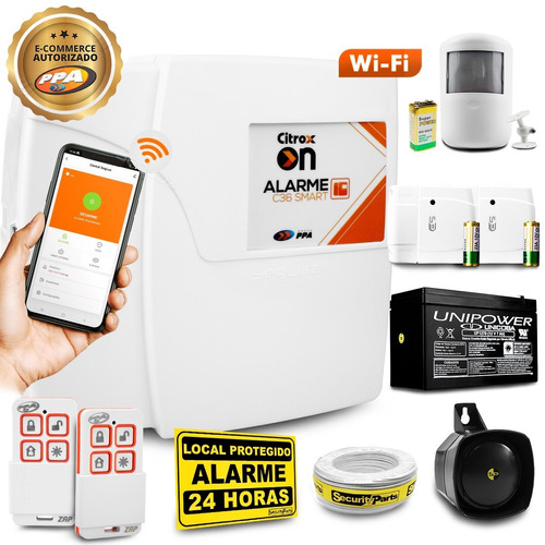 Kit Alarme S/ Fio Ppa App Wifi 2 Control 3 Sensores Bateria